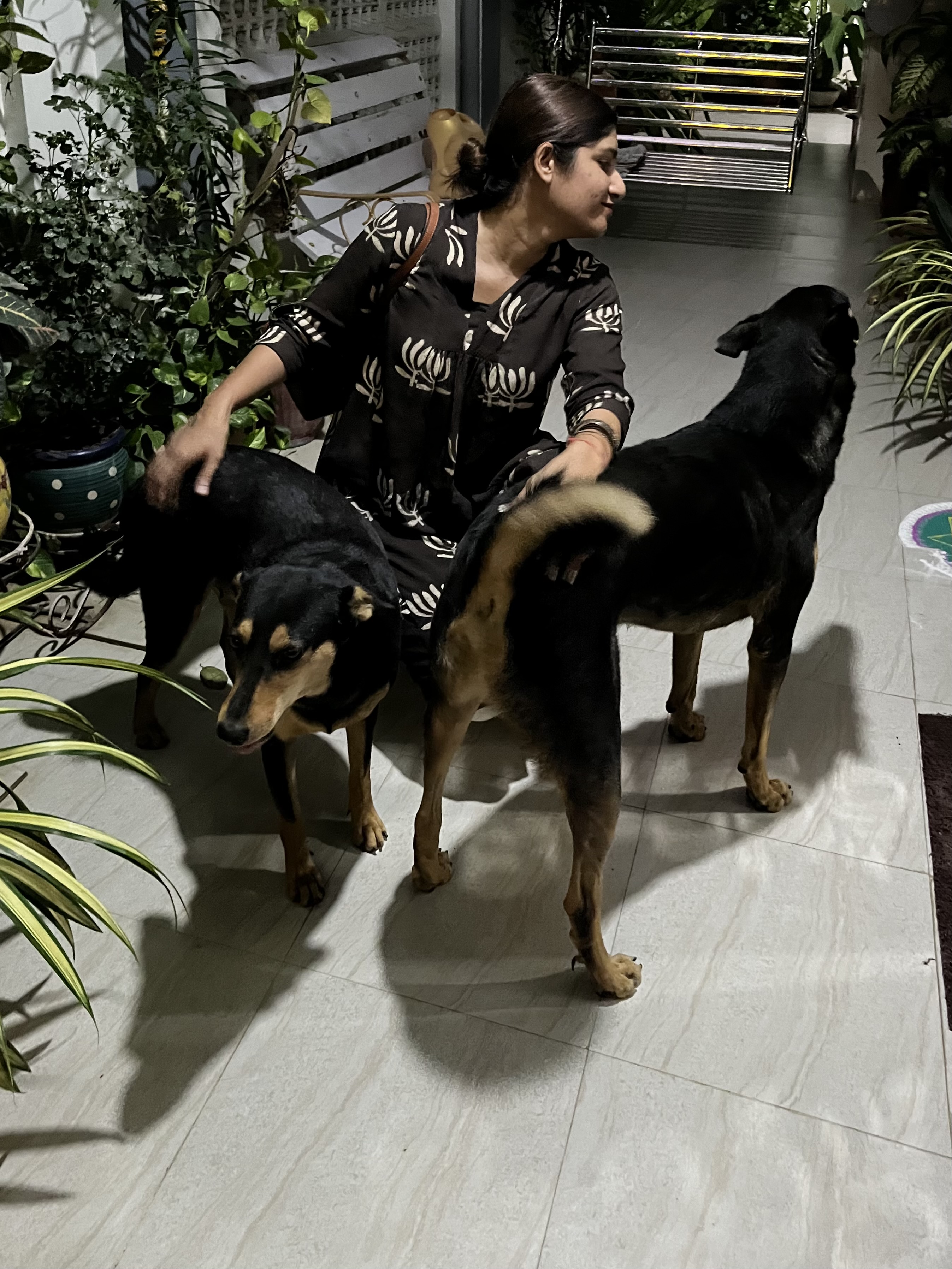 Priya with dogs
